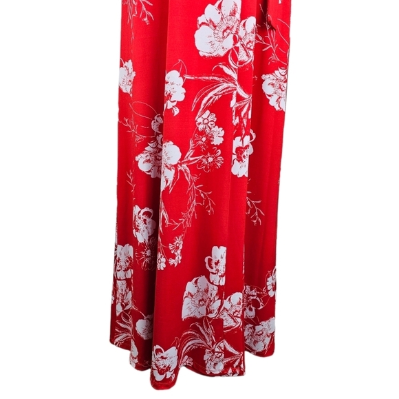 MARKET & SPRUCE Hellena Faux Wrap Red and White Knit Maxi Dress - Picture 3 of 10